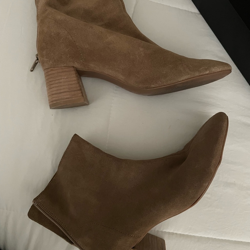 Suede small heel booties